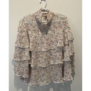 Philosophy Women’s Size L Floral Smocked Bell Sleeves Boho Shear Blouse